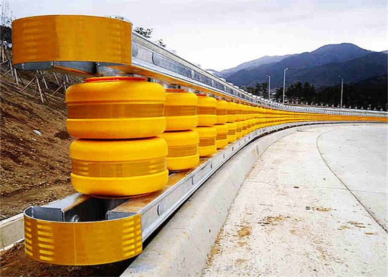 EVA Highway Safety Roller Barrier Panjang Disesuaikan Galvanis