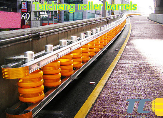 Harga bagus Panel Tinggi 1,2m Rolling Guardrail Barrier Diameter 245 350 mm Roller Size Dirancang untuk keselamatan situs dan manajemen lalu lintas on line